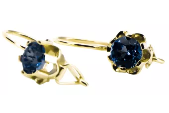 Sapyras 14k geltono aukso Auskarai Vintažinis stilius vec019y